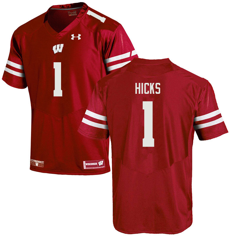 Men #1 Faion Hicks Wisconsin Badgers College Football Jerseys Sale-Red - Click Image to Close